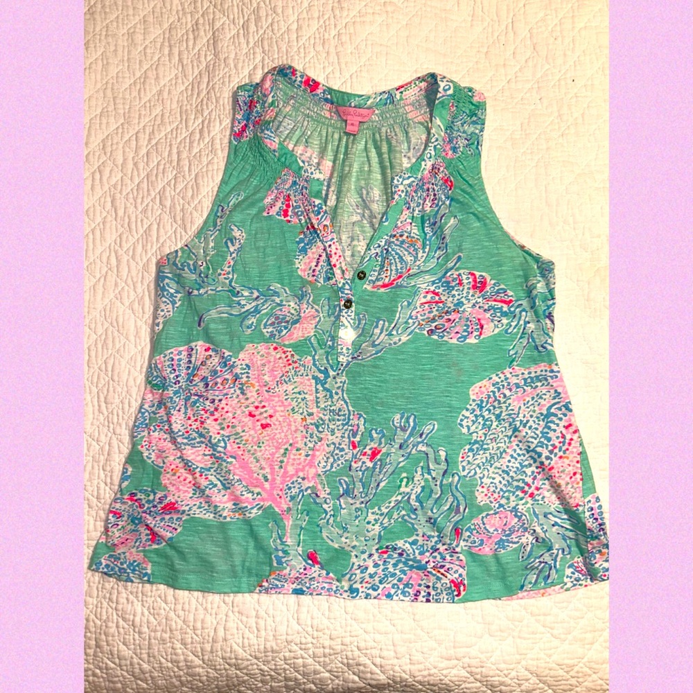 Lilly Pulitzer Green Pink Blue Printed Tank Top